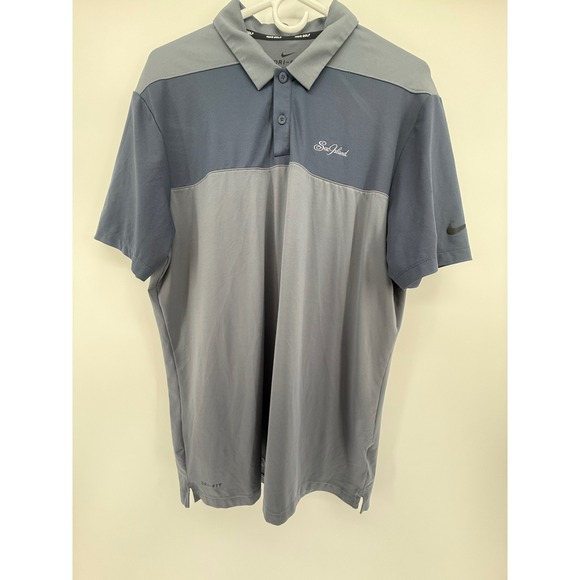 Nike Golf Dri-FIT Polo Shirt Mens M Gray Shortsleeve SEA ISLAND‎ GOLF RESORT - Picture 2 of 5